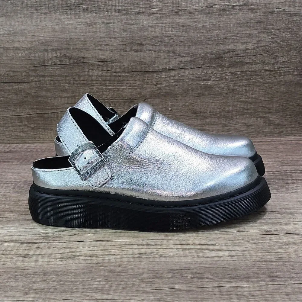 Dr. Martens Laketen Men's Sz 9 Women's Sz 10 Silver Slingback Platform Sandals